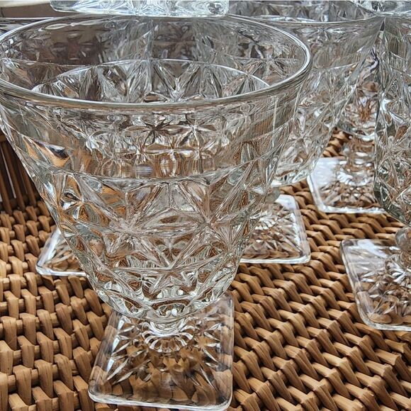 Vtg. Set Of 10 Discontinued Imperial Mt. Vernon Water Goblets Square Base - Picture 3 of 12